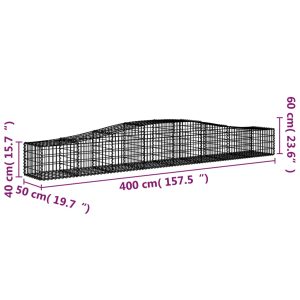 vidaXL Gabioner bågformade 20 st 400x50x40/60 cm galvaniserat järn - Bild 6