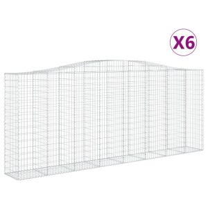 vidaXL Gabion bågformad 6 st 400x50x160/180 cm galvaniserat järn - Bild 2