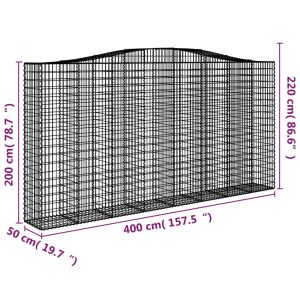 vidaXL Gabioner bågformade 4 st 400x50x200/220 cm galvaniserat järn - Bild 6