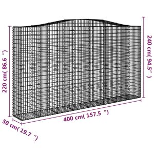 vidaXL Gabioner bågformade 3 st 400x50x220/240 cm galvaniserat järn - Bild 6