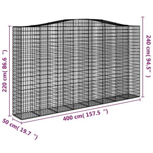 vidaXL Gabioner bågformade 5 st 400x50x220/240 cm galvaniserat järn - Bild 6