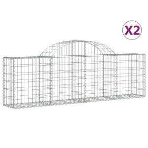 vidaXL Gabion bågformad 2 st 200x30x60/80 cm galvaniserat järn - Bild 2