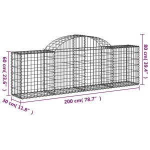 vidaXL Gabioner bågformade 14 st 200x30x60/80 cm galvaniserat järn - Bild 6