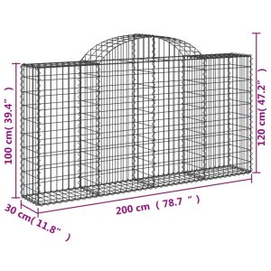 vidaXL Gabioner bågformade 5 st 200x30x100/120 cm galvaniserat järn - Bild 6