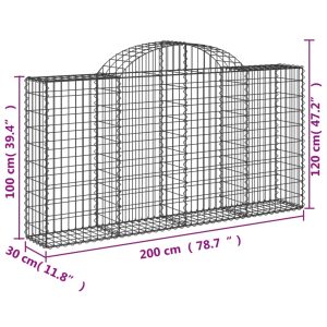 vidaXL Gabioner bågformade 10 st 200x30x100/120 cm galvaniserat järn - Bild 6