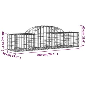 vidaXL Gabioner bågformade 7 st 200x50x40/60 cm galvaniserat järn - Bild 6