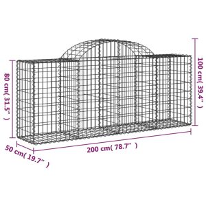 vidaXL Gabioner bågformade 9 st 200x50x80/100 cm galvaniserat järn - Bild 6