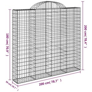 vidaXL Gabioner bågformade 7 st 200x50x180/200 cm galvaniserat järn - Bild 6