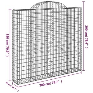 vidaXL Gabioner bågformade 14 st 200x50x180/200 cm galvaniserat järn - Bild 6