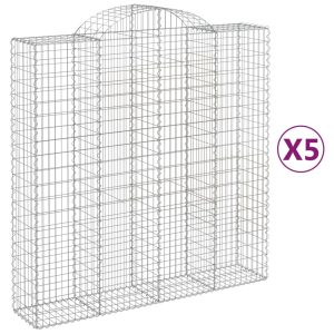 vidaXL Gabioner bågformade 5 st 200x50x200/220 cm galvaniserat järn - Bild 2