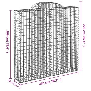 vidaXL Gabioner bågformade 5 st 200x50x200/220 cm galvaniserat järn - Bild 6