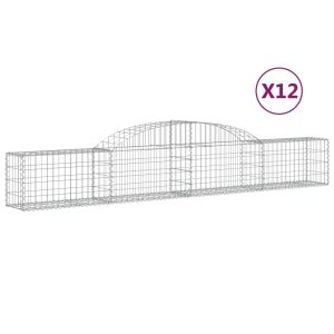 vidaXL Gabion bågformad 12 st 300x30x40/60 cm galvaniserat järn - Bild 2