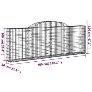 vidaXL Gabioner bågformade 5 st 300x30x100/120 cm galvaniserat järn - Bild 6