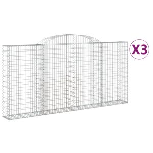 vidaXL Gabioner bågformade 3 st 300x30x140/160 cm galvaniserat järn - Bild 2