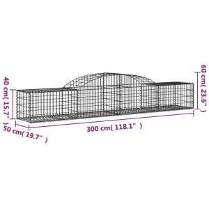 vidaXL Gabioner bågformade 3 st 300x50x40/60 cm galvaniserat järn - Bild 6