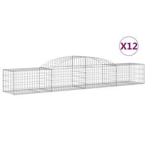 vidaXL Gabion bågformad 12 st 300x50x40/60 cm galvaniserat järn - Bild 2