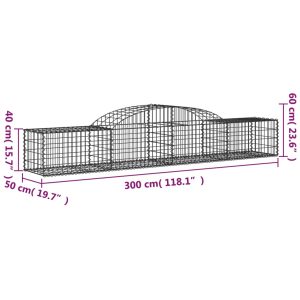 vidaXL Gabioner bågformade 25 st 300x50x40/60 cm galvaniserat järn - Bild 6