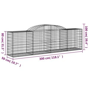 vidaXL Gabioner bågformade 7 st 300x50x80/100 cm galvaniserat järn - Bild 6