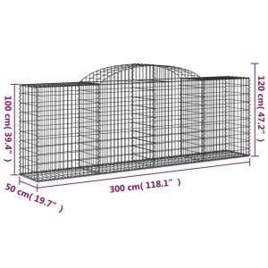 vidaXL Gabioner bågformade 7 st 300x50x100/120 cm galvaniserat järn - Bild 6