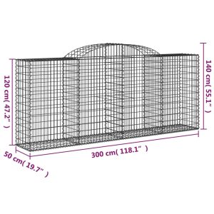 vidaXL Gabioner bågformade 8 st 300x50x120/140 cm galvaniserat järn - Bild 6