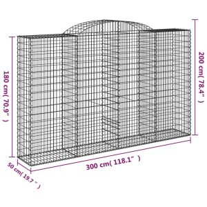 vidaXL Gabioner bågformade 7 st 300x50x180/200 cm galvaniserat järn - Bild 6