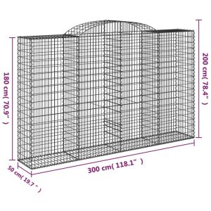 vidaXL Gabioner bågformade 13 st 300x50x180/200 cm galvaniserat järn - Bild 6