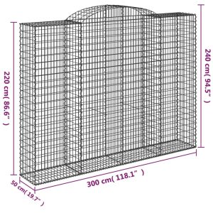 vidaXL Gabioner bågformade 2 st 300x50x220/240 cm galvaniserat järn - Bild 6