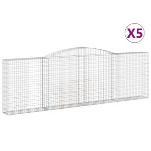 vidaXL Gabioner bågformade 5 st 400x30x120/140 cm galvaniserat järn - Bild 2