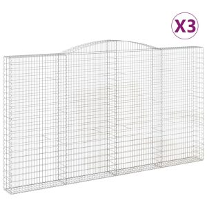 vidaXL Gabioner bågformade 3 st 400x30x220/240 cm galvaniserat järn - Bild 2