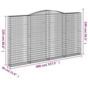 vidaXL Gabioner bågformade 3 st 400x30x220/240 cm galvaniserat järn - Bild 6