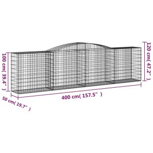 vidaXL Gabioner bågformade 20 st 400x50x100/120 cm galvaniserat järn - Bild 6