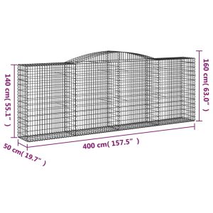 vidaXL Gabioner bågformade 15 st 400x50x140/160 cm galvaniserat järn - Bild 6