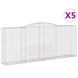 vidaXL Gabion bågformad 5 st 400x50x160/180 cm galvaniserat järn - Bild 2