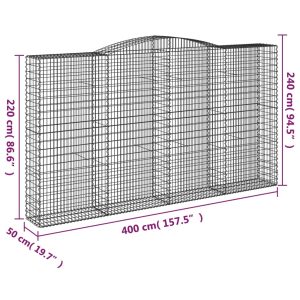 vidaXL Gabioner bågformade 6 st 400x50x220/240 cm galvaniserat järn - Bild 6