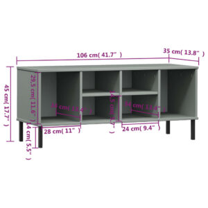 vidaXL Skohylla med metallben OSLO grå 106x35x45 cm massivt trä - Bild 7