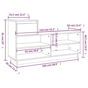 vidaXL Skoskåp vit 110x34x61 cm massiv furu - Bild 11