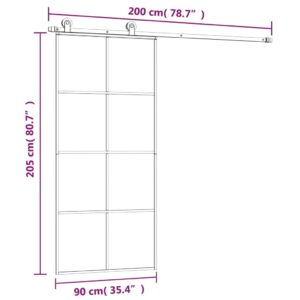 vidaXL Skjutdörr med beslagset ESG glas och aluminium 90x205 cm - Bild 8