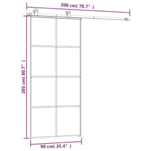 vidaXL Skjutdörr med beslagset ESG glas och aluminium 90x205 cm - Bild 9