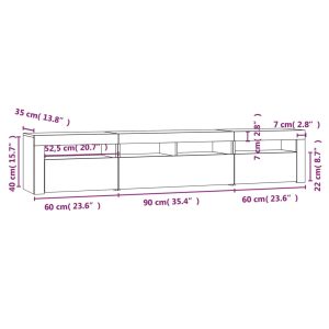 vidaXL TV-bänk med LED-belysning grå sonoma 210x35x40 cm - Bild 12