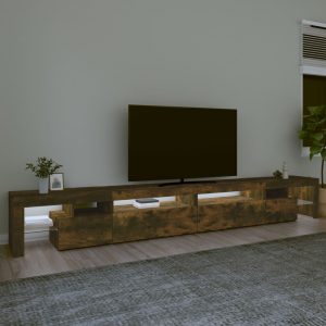 vidaXL Tv-bänk med LED-belysning Rökfärgad ek 290x36,5x40 cm - Bild 3