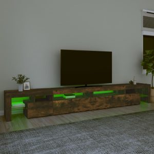 vidaXL Tv-bänk med LED-belysning Rökfärgad ek 290x36,5x40 cm - Bild 4