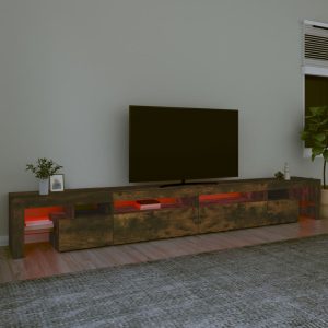 vidaXL Tv-bänk med LED-belysning Rökfärgad ek 290x36,5x40 cm - Bild 5