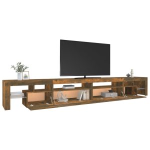 vidaXL Tv-bänk med LED-belysning Rökfärgad ek 290x36,5x40 cm - Bild 6