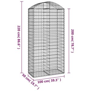 vidaXL Gabion bågformad 100x50x200/220 cm galvaniserat järn - Bild 5