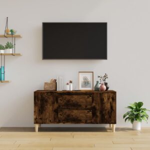 vidaXL Tv-bänk rökfärgad ek 102x44,5x50 cm konstruerat trä - Bild 3