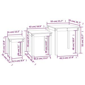 vidaXL Satsbord 3 st honungsbrun massiv furu - Bild 11