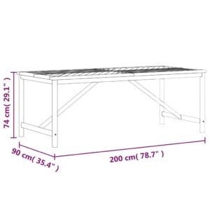 vidaXL Trädgårdsbord 200x90x74 cm massivt akaciaträ - Bild 7