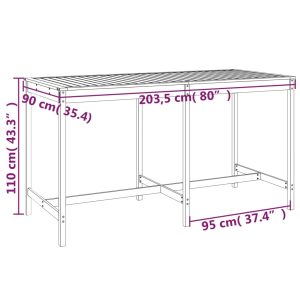 vidaXL Trädgårdsbord vit 203,5x90x110 cm massiv furu - Bild 7