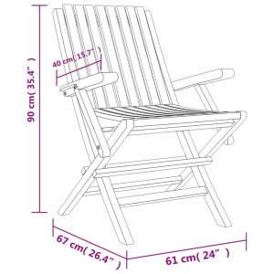 vidaXL Hopfällbara trädgårdsstolar 8 st 61x67x90 cm massiv teak - Bild 5