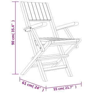 vidaXL Hopfällbara trädgårdsstolar 6 st 55x61x90 cm massiv teak - Bild 5